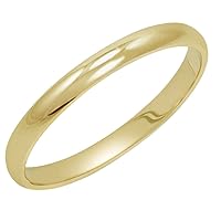 Women's Solid 14K Yellow, White or Rose Gold 2mm Classic Plain Wedding Band |Available Ring Sizes 4-10|14K Gold Rings for Women
