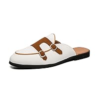 Men's Comfortable Leather Slippers Slip On Casual Walking Slippers