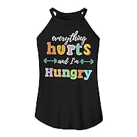 Everything Hurts and I'm Hungry Letter Rocker Tank Tops Women Summer Halter Neck Sleeveless Workout Yoga Cami Tops