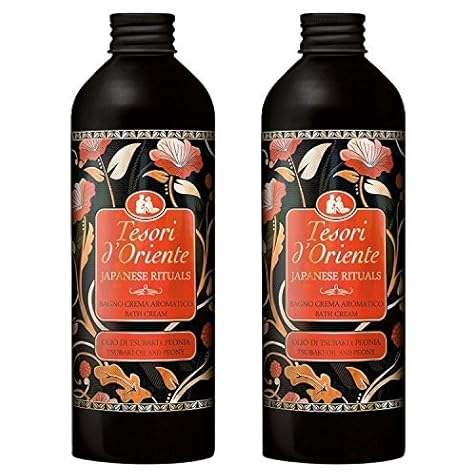 Tesori d'Oriente: "Japanese Rituals" Bath Cream with Tsubaki Oil and Peony 16.9 Fluid Ounce (500ml) Bottles (Pack of 2) [ Italian Import ]