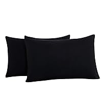 Mohap Zipper Pillowcase 4 Pieces Brushed Microfiber 1800 Hotel Quality Super Soft Pillow Cover No Shrinkage No Fade Pillow Protectors - Black, Queen
