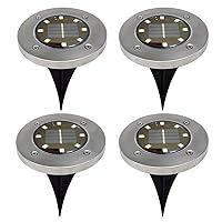 Qiangcui 4 Pack Solar Ground Lights Outdoor Waterproof Solar Garden Disk Lights 8 LEDs for Patio Garden Pathway Lawn Yard,Warm Light/328 (Color : White Light) Warm Light (Color : White Light)