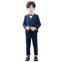 Boys' Checked 3-Piece Suit Peak Lapel Jacket V-Neck Vest Trousers for Wedding Party Daily Tuxedos