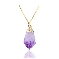1pc Natural Raw Purple Amethyst Gemstone Necklace 18 inch Free Form Rough Healing Crystal Stone Chakra Stone Hypoallergenic Tarnish Resistant Women Jewellery