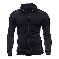 Mens Zip Up Sweatshirt Long Sleeve Stand Collar Workout Jacket Basic Lightweiht Outdoor Athletic Sweatshirts