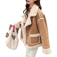 Women's Autumn/Winter Sheepskin Faux Fur Jacket - Warm, Thick Fleece Coat Single-Breasted Korean Design