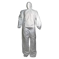 CVCH8MCPL Econowear Disposable Microporous Protective Coverall, Microporous Non-Woven Material, Large, White (Pack of 25)