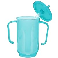 Adult Sippy Cup Spillproof Kennedy Cups Plastic Elderly Maternity Sip Cups Disabled Drinking Beaker Cup with Dual Handle and Straw for Handicap