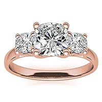 Solitaire Moissanite Engagement Ring, 1.0ct VVS1 Clarity, Sterling Silver Setting with 18K Rose Gold Accent, Ring for Her