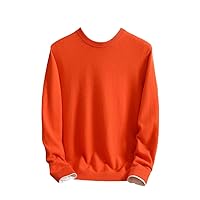 Winter Men's 100% Pure Cashmere Sweater Casual Round Neck Knitted Pullover, Solid Color Cashmere Sweater