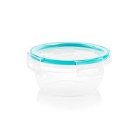 Snapware Total Solution 3.8-Cup Plastic Food Storage Container with Lid, 3.8-Cup Round Meal Prep Container, Non-Toxic, BPA-Free Lid with 4 Locking Tabs, Microwave, Dishwasher, and Freezer Safe