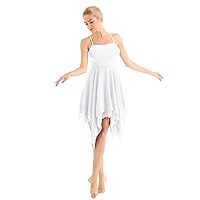YiZYiF Women Lyrical Dance Dress Spaghetti Strap High Low Mesh Maxi Skirt Ballet Dancewear