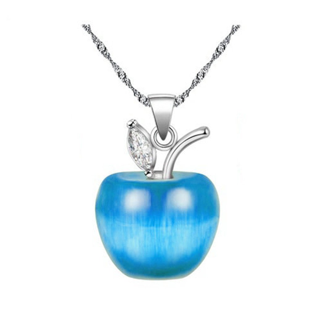 Uloveido Silver Plated Candy Apple Cubic Zirconia Pendant Necklace Earrings Jewelry for Women YL007