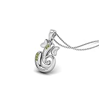 925 Sterling Silver Natural Round Peridot Gemstone Hindu Religious Ganesh Necklace Men Women Necklace Pendant