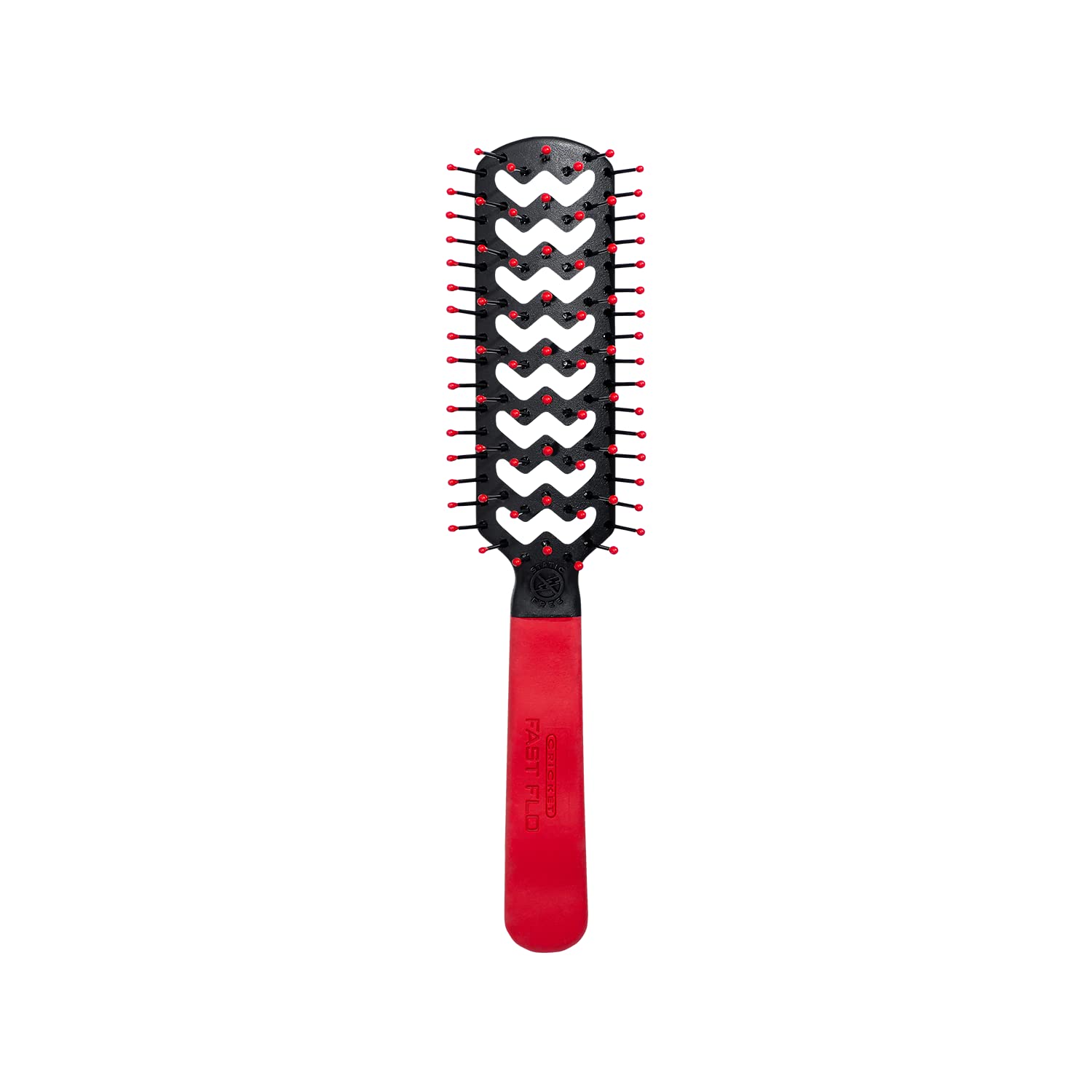Cricket Static Free Fast Flo Color Vent Hair Brush for Blow Drying, Styling and Detangling for Long Short Thick Thin Curly Straight Wavy All Hair Types, So Rad (Red)