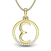 925 Sterling Silver E Letter Initial Pendant Necklace with Moissanite Link Chain 18