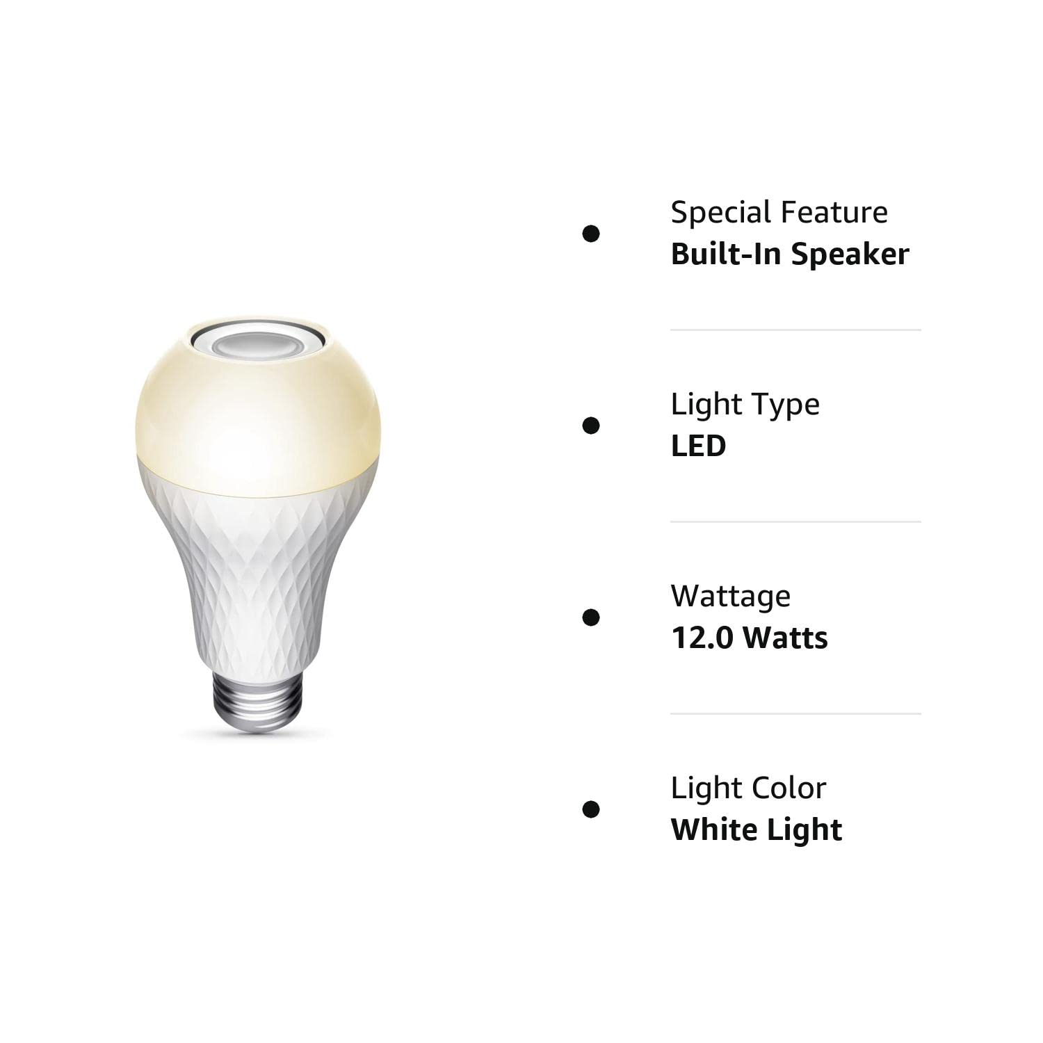 Feit Electric LED Built-in Speaker Intellibulb - A19 with an E26 Medium Base Light Bulb - 60W Equivalent - 15 Year Life - 750 Lumen - 3000K Bright White