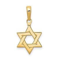 14k Yellow Gold Solid Flat back Polished Religious Judaica Star of David Pendant Necklace Measures 12x13mm Jewelry for Women