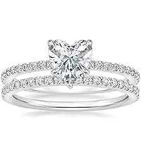 Engagement Ring with 2.00 CT Moissanite, 10K White Gold, Heart Cut Solitaire