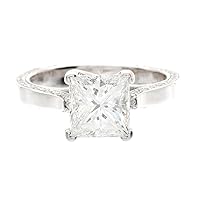 1.70ct Certified Princess & Round Cut Diamond Designer Engagement Ring in Platinum