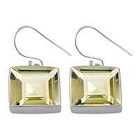 Natural Square Gemstone Earring 925 Sterling Silver 18k Gold Plated Jewellery For women Girls