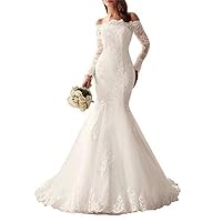 Women's Mermaid Appliqued Wedding Dress for Brides Sexy Backless Bridal Gowns Long