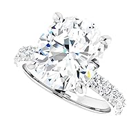 JEWELERYIUM 5 CT Oval Cut Colorless Moissanite Engagement Ring, Wedding/Bridal Ring Set, Solitaire Halo Style, Solid Sterling Silver Vintage Antique Anniversary Promise Ring Gift for Her