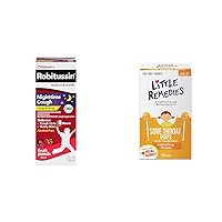 Robitussin Nighttime Kids Cough Syrup Fruit Punch 4 Fl Oz & Little Remedies Honey Sore Throat Pops 10 Count