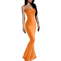 VIUTIL Women's Maxi Bodycon Dress Sexy Spaghetti Strap Sleeveless Tight Slip Long Dresses 2023