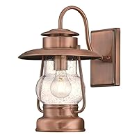 Lighting 6373100 Santa Fe One-Light Outdoor Wall Lantern, Washed Copper Finish with Clear Seeded Glass Porch Light