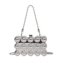 Women's Beaded Acrylic Box Chain Bag, Luxury Bubble Shoulder Purse, Ladies Evening Handbag for Wedding Cocktail Party Prom