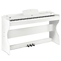 MUSTAR Digital Piano 88 Keys, E Piano White, Electric Piano with Piano Stand, 3 Pedals Adapter, 2 Headphone Jack, LCD Screen, USB/MIDI, Piano for Beginners