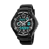 Men and Women Sport Digital Watch LED Electronic Multifunction Dual Time Stopwatch Calendar Month Date Day Waterproof 12H/24H Time Wristwatch