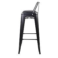 GIA 30-Inch Low-Back Bar Stool, Qty of 1, Matte Black with Black Vegan Leather Seat
