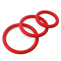Thin Round Smooth Silicone Cock Ring 3 Pack - 32mm/40mm/50mm Red