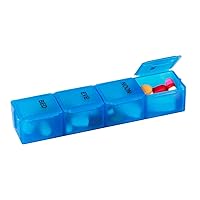 Daily Pill Organizer, Vitamin Case, and Medicine Box, 4 Times a Day, Blue, Made in the USA