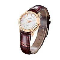 Diamond Style Watches, Simple Couple Watch - Steel Ring Leather Strap - Quartz Automatic Watch, Ladies Watch - Men's Watch