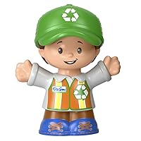 Replacement Part for Little People Garbage and Recycling Truck Playset - GMJ17 ~ Replacement Truck Driver Wearing Green Recycling Hat and Vest