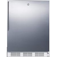 Summit Appliance FF6LW7SSHVADA ADA Compliant Commercial All-refrigerator for Freestanding General Purpose Use with Lock, Stainless Steel Wrapped Door, Thin Handle and White Cabinet