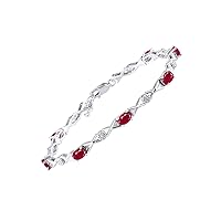 Stunning Ruby & Diamond XOXO Hugs & Kisses Tennis Bracelet Set in Sterling Silver - Adjustable to fit 7