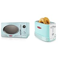 Nostalgia Retro Countertop Microwave Oven + Wide 2-Slice Toaster