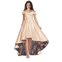 Satin with Snowfall Camo Wedding Dresses Bridal Party Prom Gowns High Low