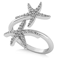 Allurez 14k Gold (0.30ct) Diamond Double Starfish Fashion Ring