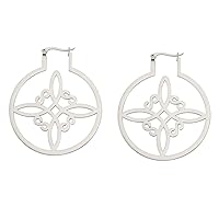 Witches Knot Earrings For Women Girls Stainless Steel Hollow Out Geometric Style Celtic Knot Flattened Hoop Earrings Witchcraft Good Luck Irish Jewelry