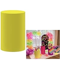 Bright Yellow Plinth Cover for Baby Birthday Party Newborn Baby Shower Baptism Communion Christening Cylinder Cover Photography Decoration Solid Color Pedestal Cover NO-1009 D56H77
