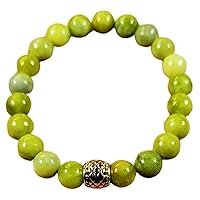 Unisex Bracelet 8mm Natural Gemstone Jade Round shape Smooth cut beads 7 inch stretchable bracelet for men & women. | STBR_04406