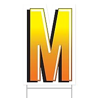 Letter M Yard Sign with Metal Stakes