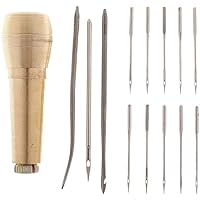 14-Piece Set awl Stitcher Sewing Needle Needle with Copper Handle Leather Work Shoe Repair Canvas Tent Sewing Leather Craft Clever Fashion