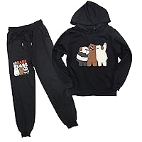 Kids,Teen Long Sleeve Hoodie+Jogger Pants,Boys We Bare Bears 2 Piece Outfits Tracksuit Set