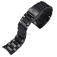Silver Black Stainless Steel Watchband Bracelets Curved end Solid Link 22mm for TAG heuer Steel Watch Men Straps (Color : Preto, Size : 22mm)